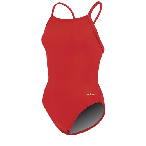 Womens Dolfin(R) Team Solid V2 Back One Piece Swimsuit - Red