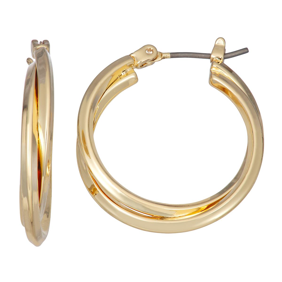 Napier Gold-Tone 25mm Medium Double Hoop Earrings