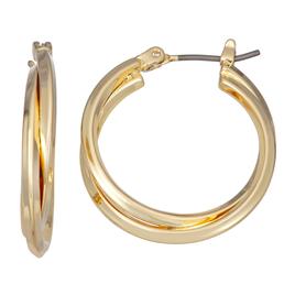 Napier Gold-Tone 25mm Medium Double Hoop Earrings