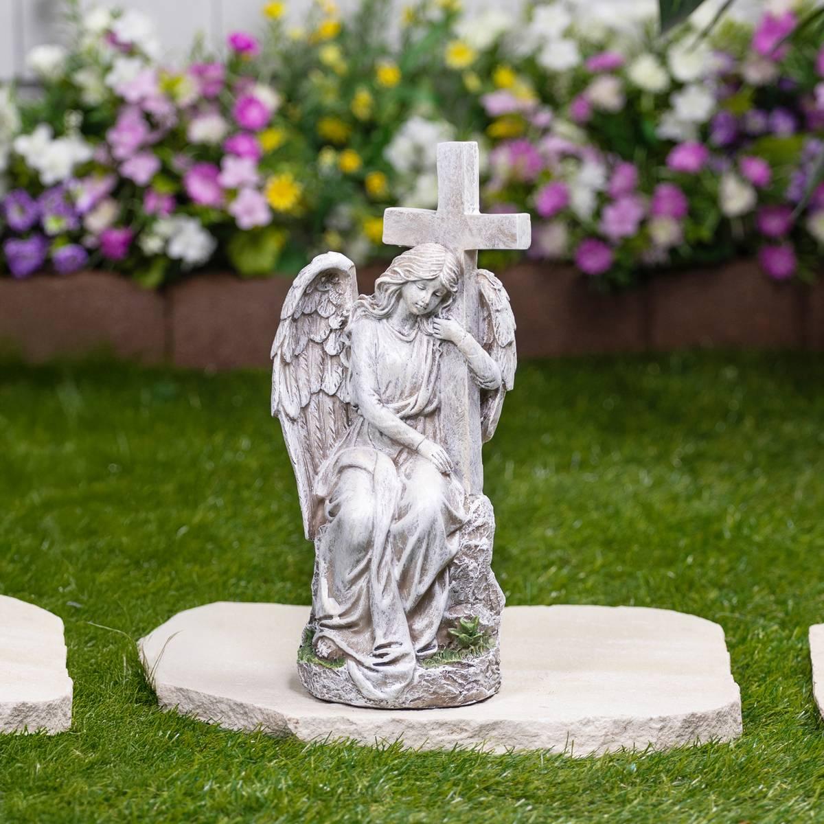 Northlight Seasonal Angel With Cross Memorial Statue