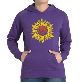 Plus Size LA Pop Art Sunflower Word Art Hooded Sweatshirt