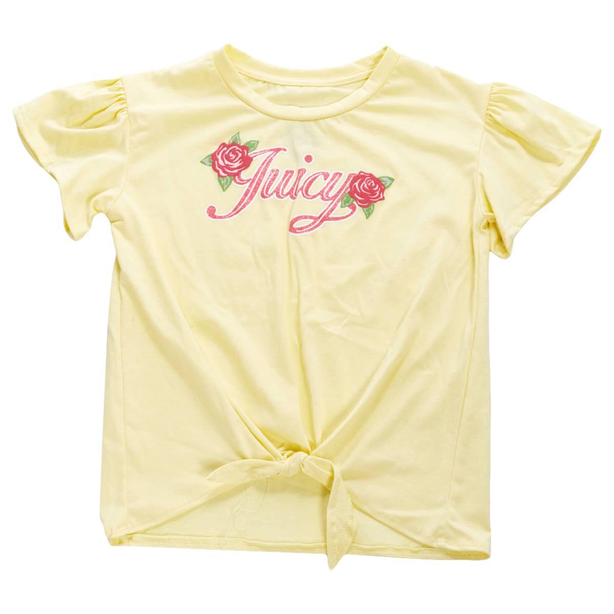 Girls (7-16) Juicy Couture Tie Front Flower Logo Tee