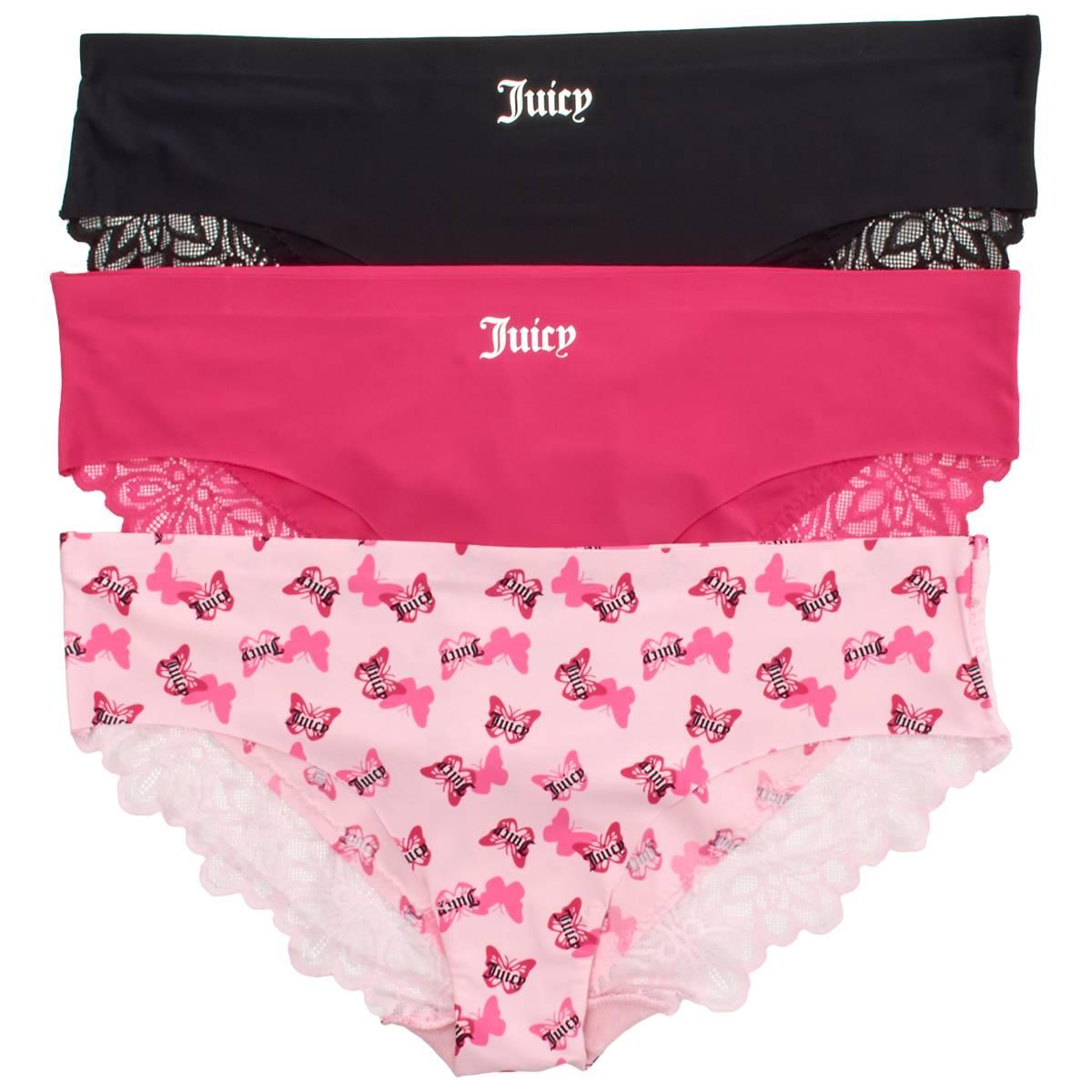 Womens Juicy Couture 3pk. Lace Bikini Panties - JC9696-3PKBL