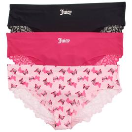 Womens Juicy Couture 3pk. Lace Bikini Panties - JC9696-3PKBL