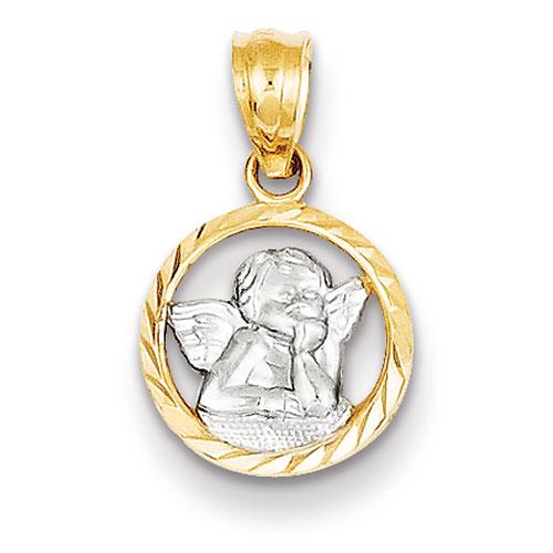 Unisex Gold Classics(tm) 14kt. Yellow Gold & Rhodium Cherub Pendant