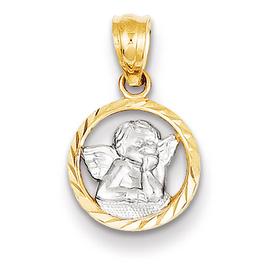 Unisex Gold Classics(tm) 14kt. Yellow Gold & Rhodium Cherub Pendant