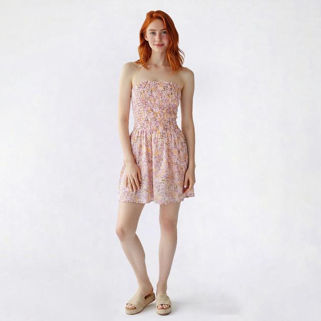 Juniors No Comment Drop Waist Floral Smock Romper