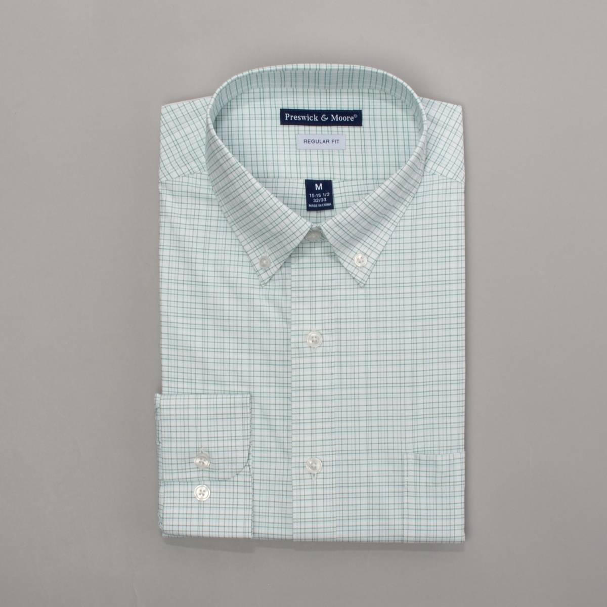 Mens Preswick & Moore(R) Regular Fit Plaid Dress Shirt - Green