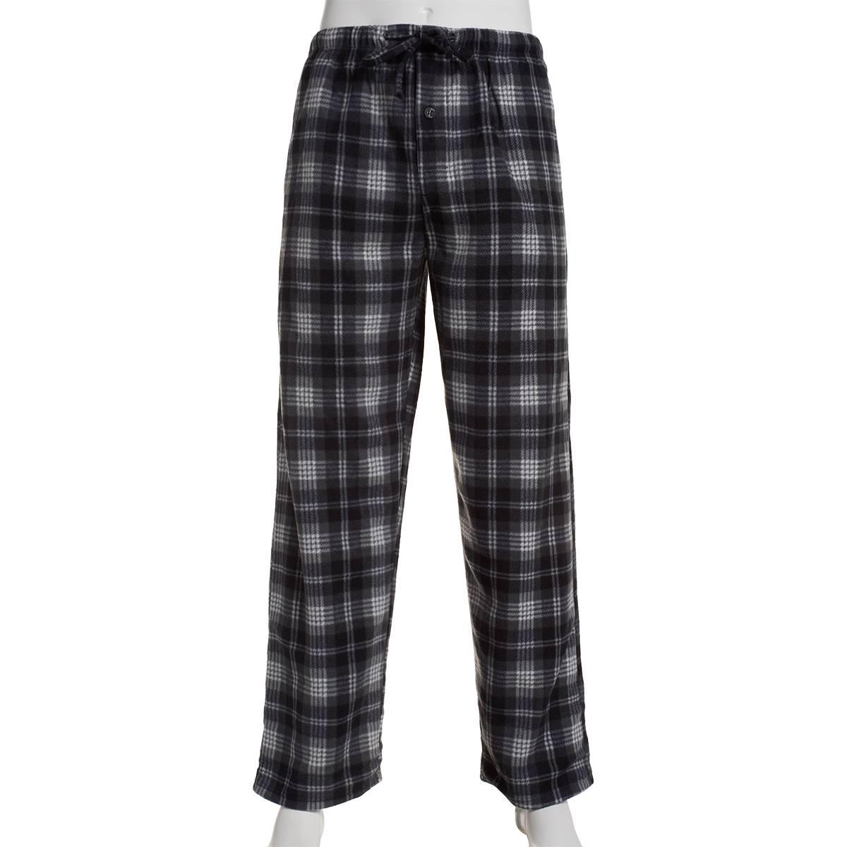 Mens Architect(R) Plaid Rolled Fleece Sleep Pants - Black/White
