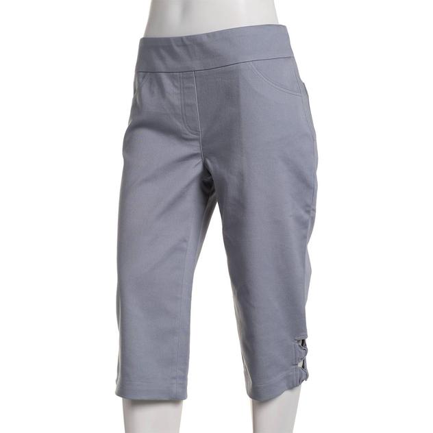 Petite Napa Valley Super Stretch Bow Hem Solid Capri Pants