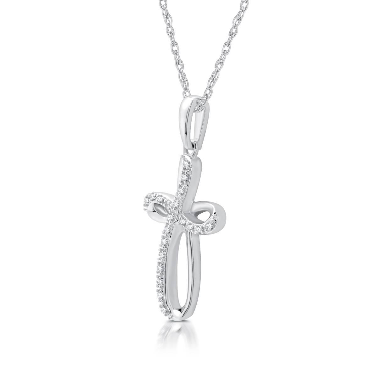 Nova Star® 1/10ctw. Lab Grown Diamond Ribbon Cross Pendant