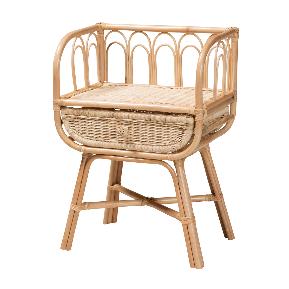 Baxton Studio Panchali Modern Bohemian Rattan Nightstand