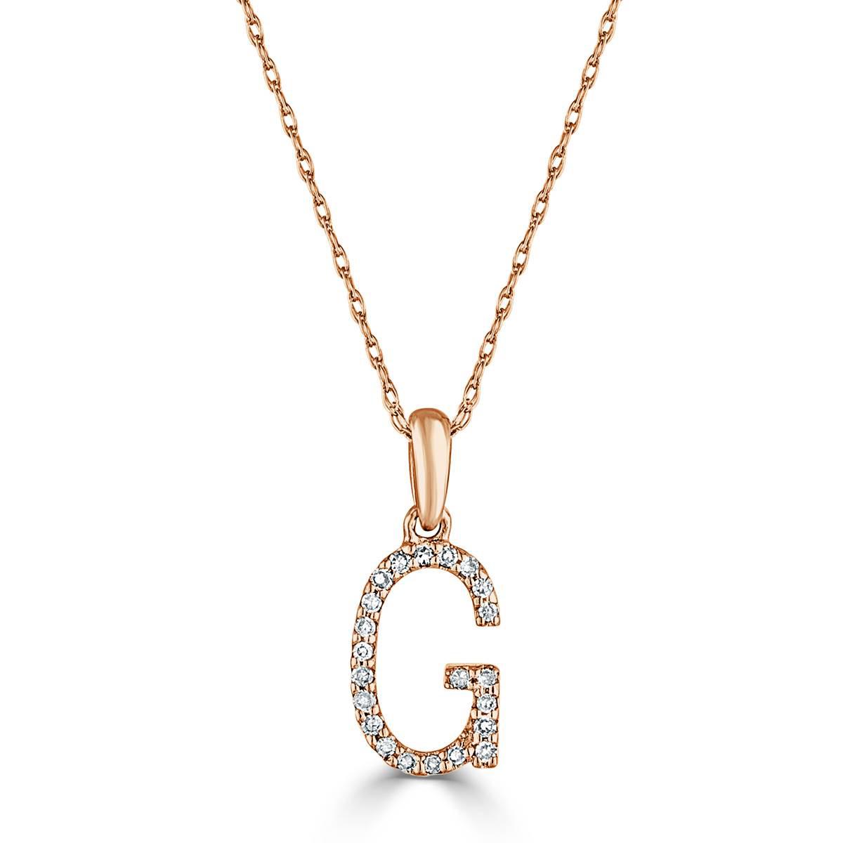 Diamond Classics(tm) 14kt. Rose Gold Initial G Letter Necklace