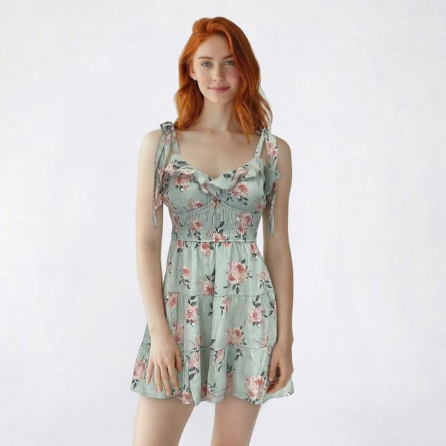 Juniors Trixxi Shoulder Tie Ruffle Mini Skater Dress