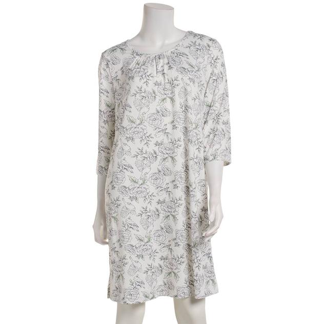 Womens Jaclyn 3/4 Sleeve Songbird Toile Keyhole Nightshirt