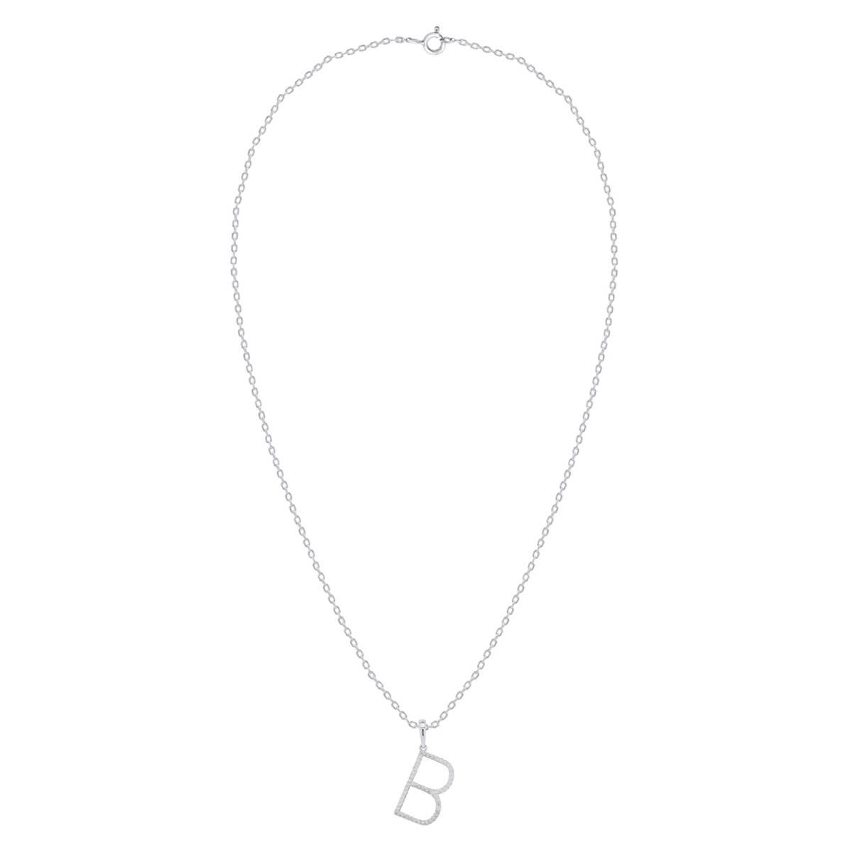 Nova Star® Sterling Silver Lab-Grown Diamond Initial B Pendant