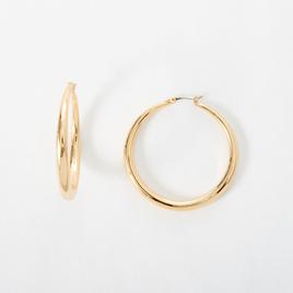 Napier Gold-Tone Tubular Click Top Hoop Earrings