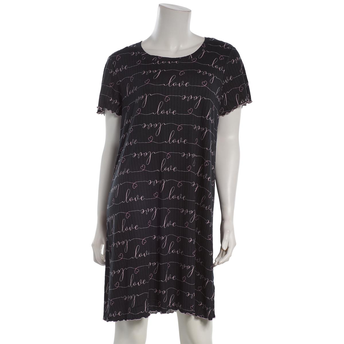 Womens Charmour Short Sleeve Love Script Nightshirts