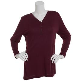 Plus Size Architect(R) Long Sleeve V-Neck Tee w/ Functional Placket