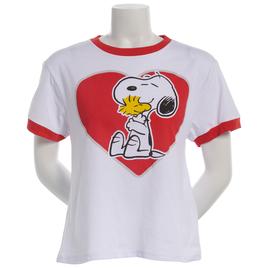 Juniors Peanuts(R) Snoopy with Stock Heart Ringer Graphic Tee