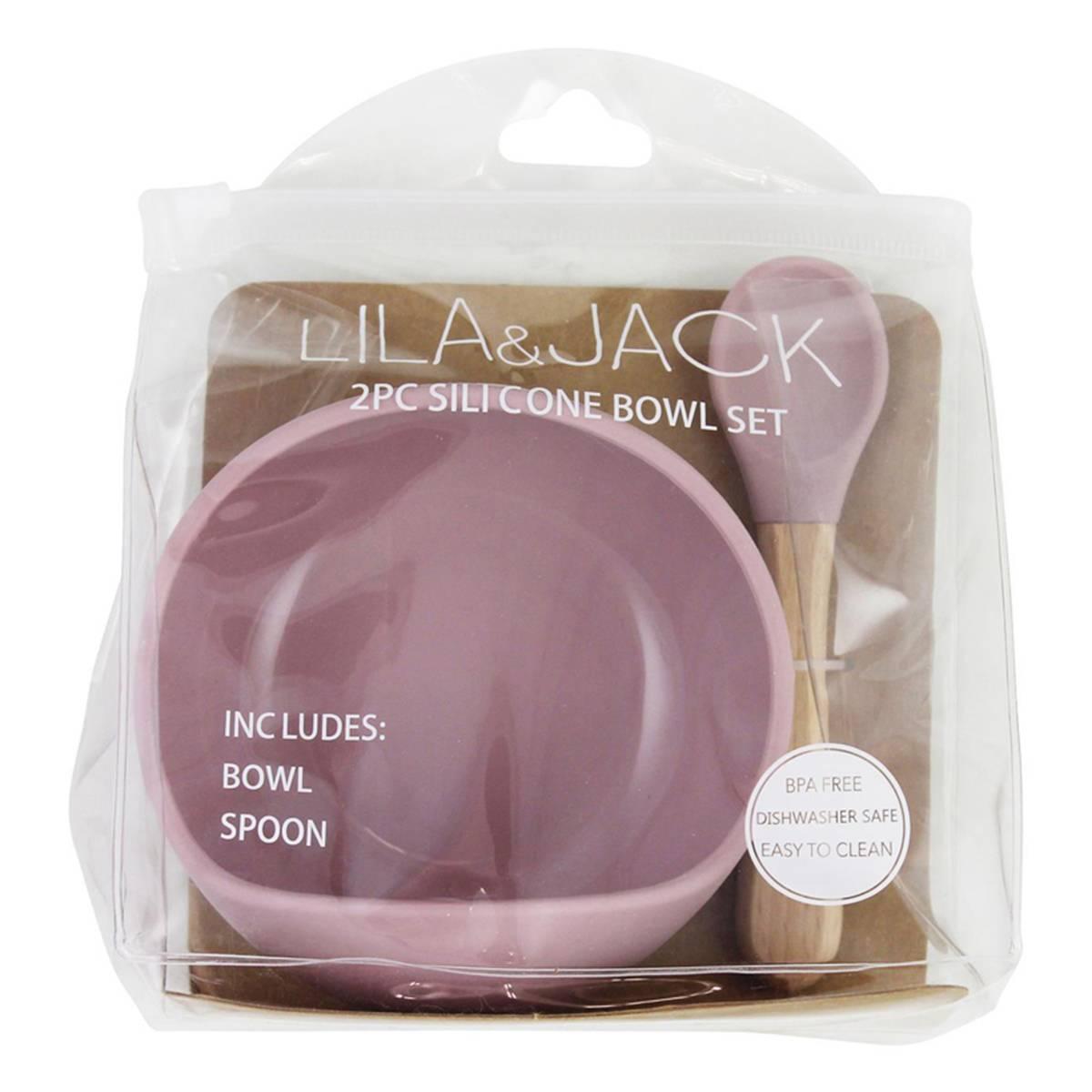 Baby Girl Lila & Jack 2pc. Bowl & Spoon Silicone Rose Set