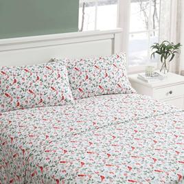 Laura Ashley Jolly Cardinals Cotton Flannel Sheet Set