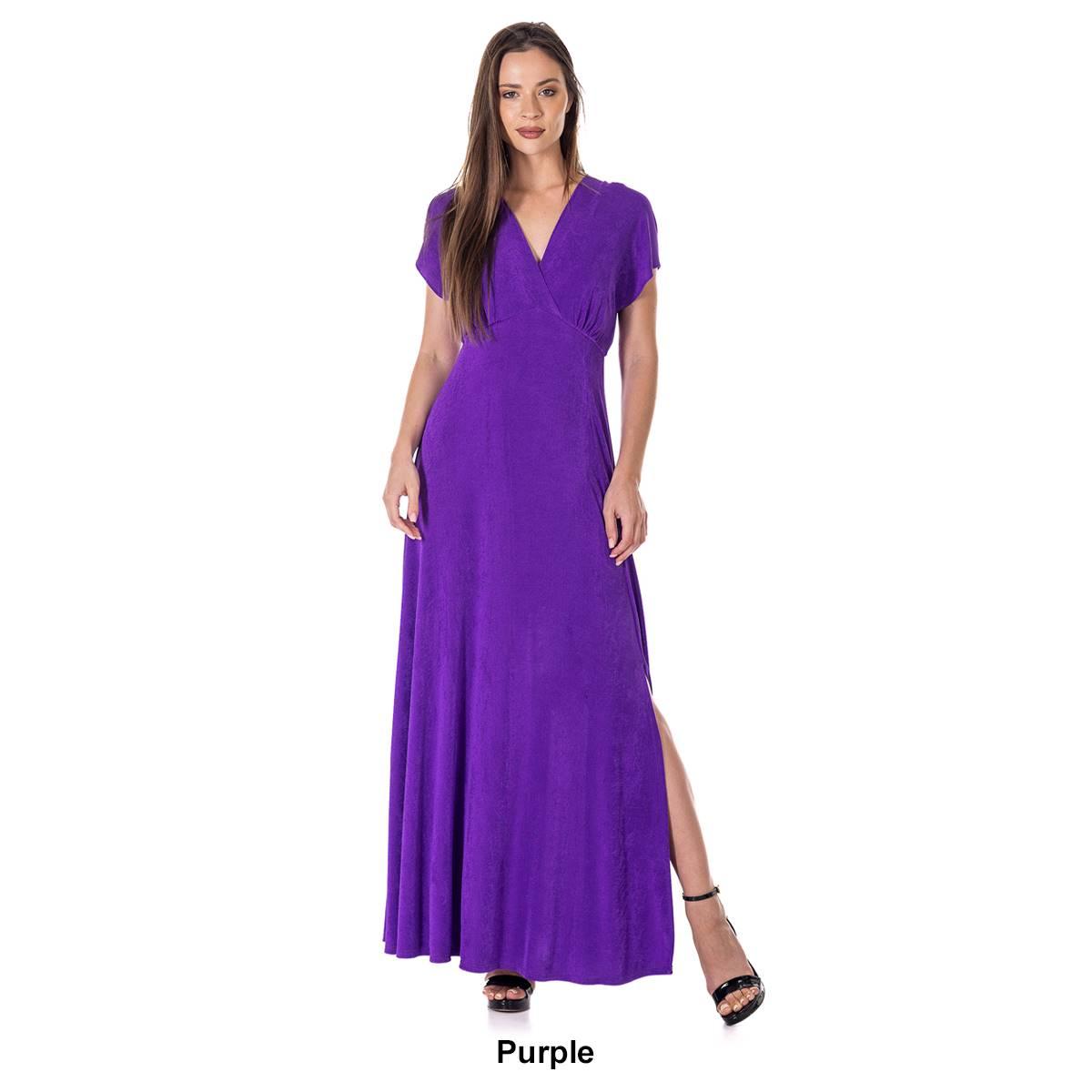 Womens 24/7 Comfort Apparel Side Slit Empire Waist Dress