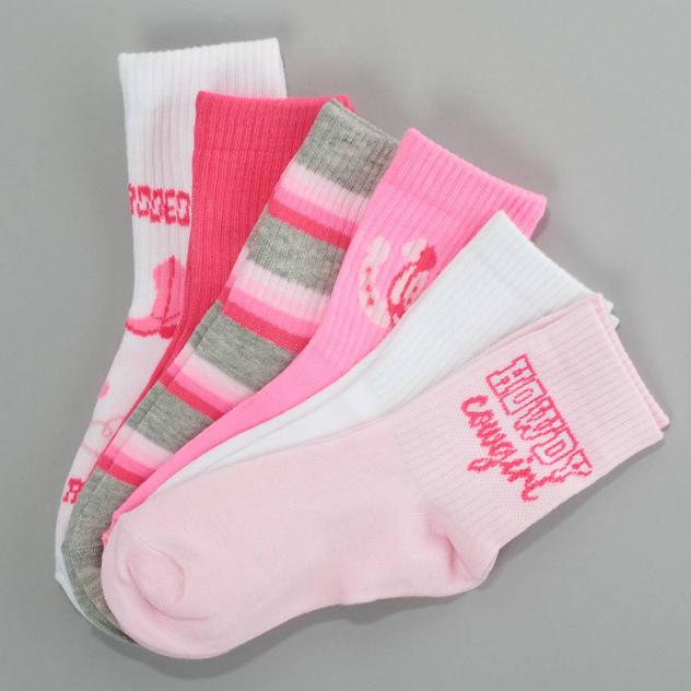 Girls Capelli® New York 6pk. Ribbed Cowgirl Crew Socks