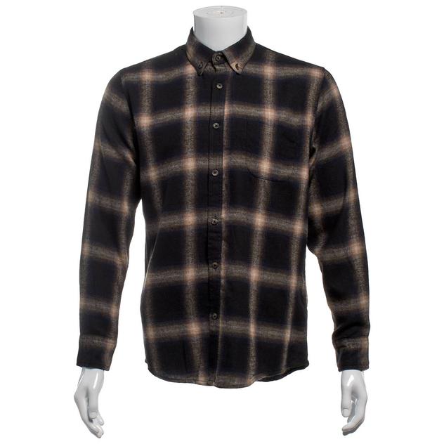 Mens Mountain Ridge Long Sleeve Flannel Shirt - Black/Brown