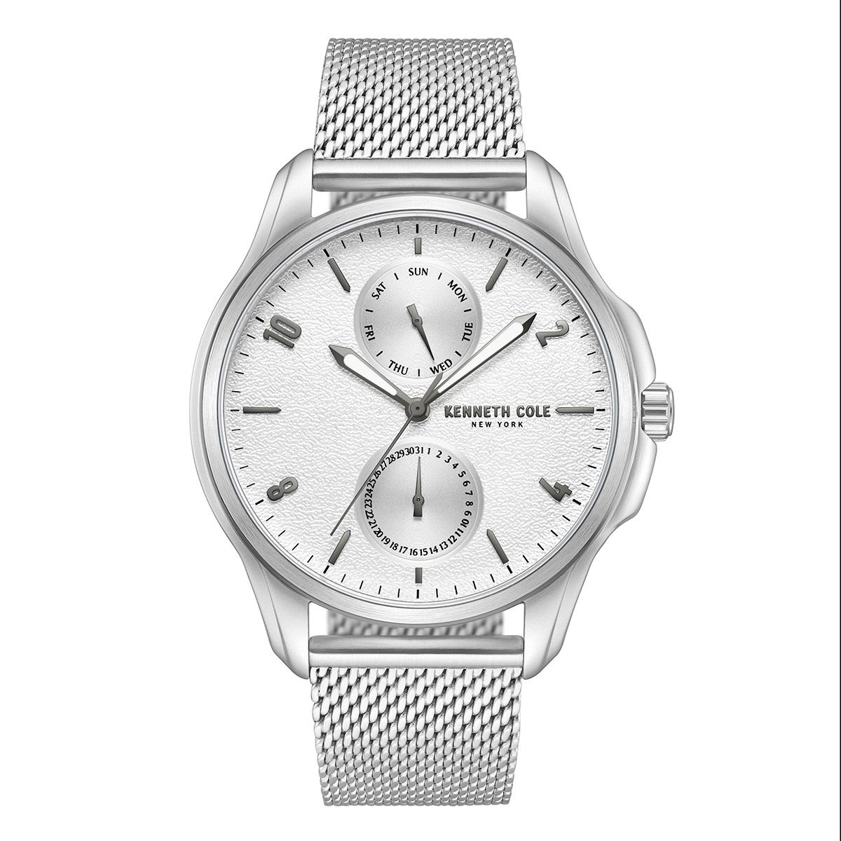 Mens Kenneth Cole(R) Silver Textured Dial Watch - KCWGK0015950