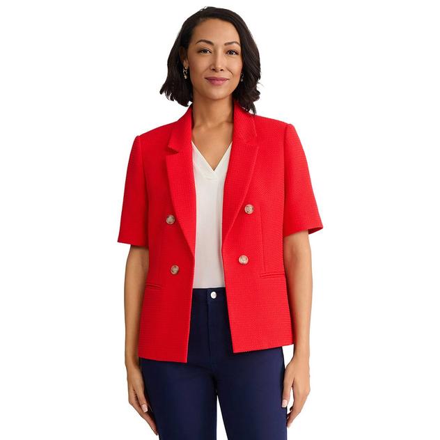 Petite Jones New York Short Sleeve Faux Double Button Blazer