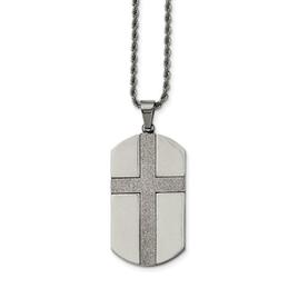 Mens Gentlemens Classics(tm) Laser Cut Cross Dog Tag Necklace