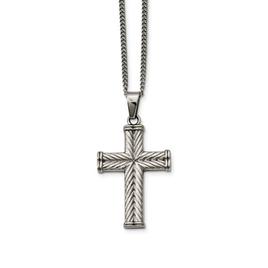 Mens Gentlemens Classics(tm) Textured Steel Fancy Cross Necklace