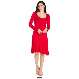 Womens 24/7 Comfort Apparel Long Sleeve Flared Mini Dress