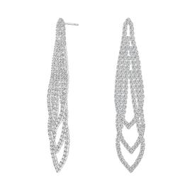Roman Silver-Tone Crystal Cup Chain Triple Teardrop Earrings