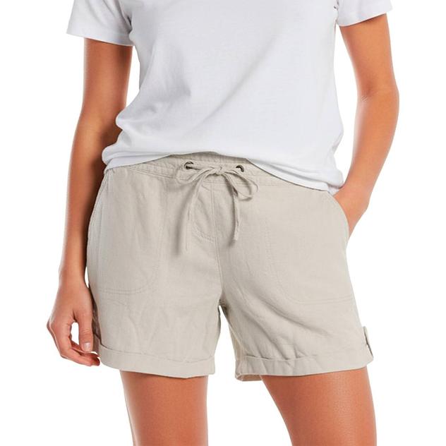 Womens Per Se Solid Drawstring Tie Linen Shorts