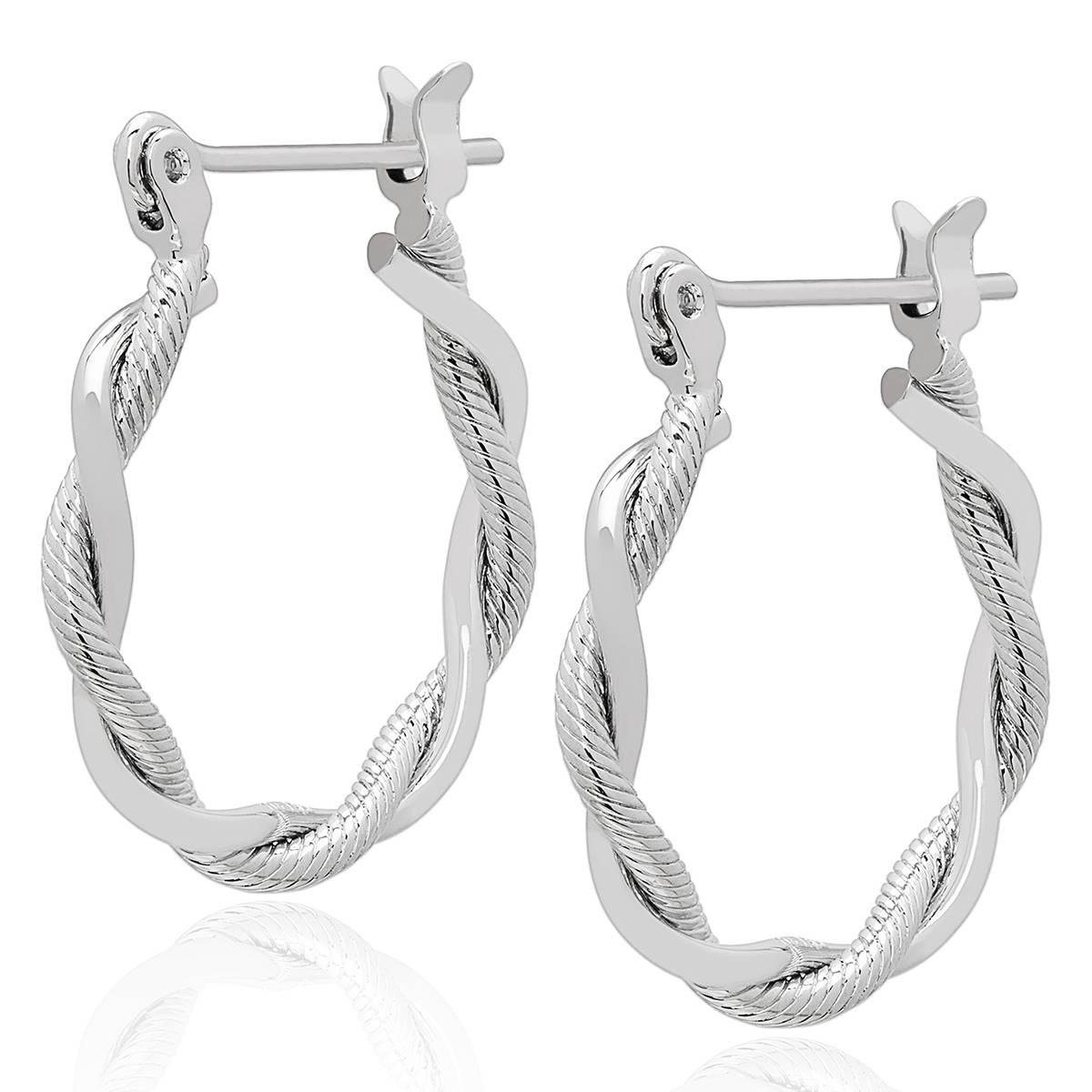 Gianni Argento 20mm Swirl Texture Hoop Earrings