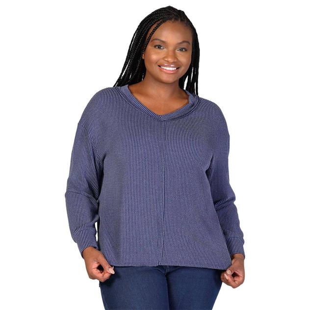 Plus Size 24/7 Comfort Apparel Relaxed Fit V-Neck Sweater