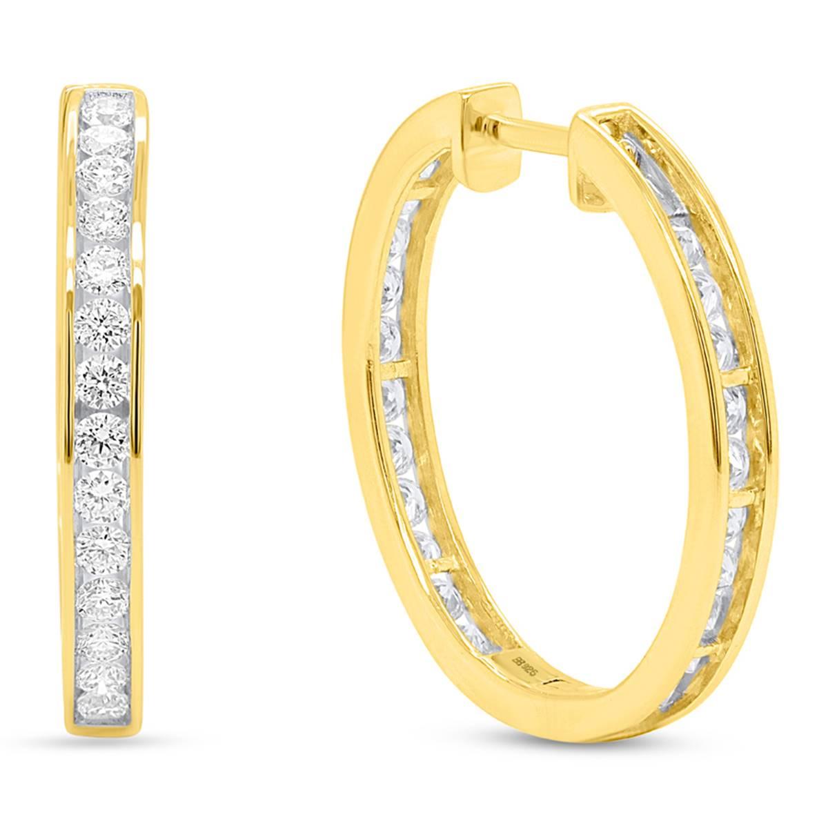 Nova Star® 1/2ctw. Lab Grown Diamond Yellow Gold Hoop Earrings