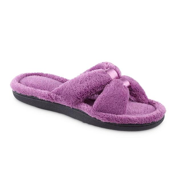 Womens Isotoner® Microterry X-Slide Slippers w/Satin