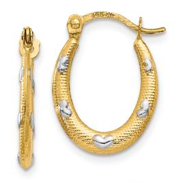 Gold Classics(tm) 14k Gold Hollow Oval & Hearts Hoop Earrings