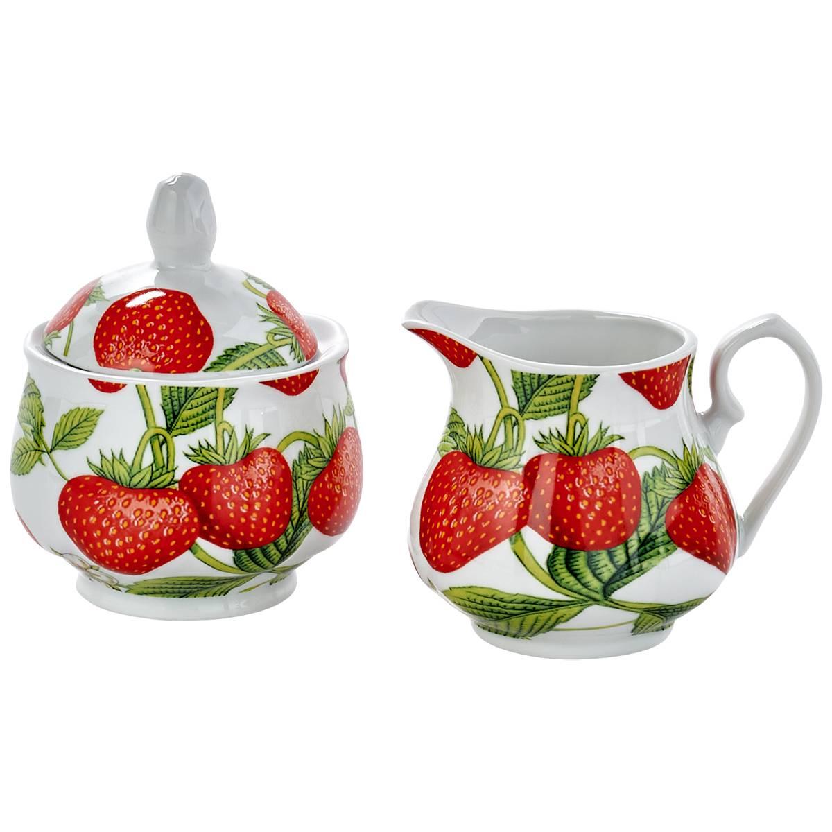 Home Essentials 3pc. Strawberry Chintz Covered Sugar/Creamer Set