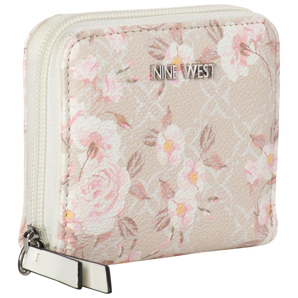 Womens Nine West Norah Zip Around Wallet - Milk Logo Floral