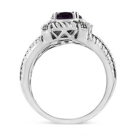 Haus of Brilliance Sterling Silver Amethyst and Diamond Ring