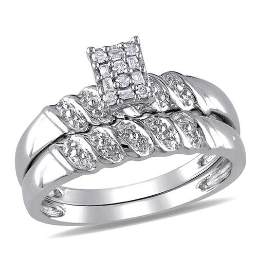 Loveblooms(tm) 1/10ctw. Round Diamond Bridal Ring Set
