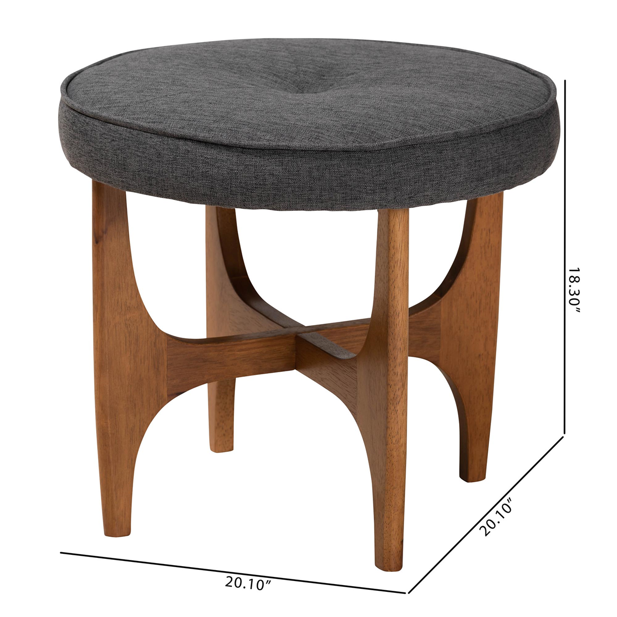 Baxton Studio Theo Japandi Wood Ottoman Footstool