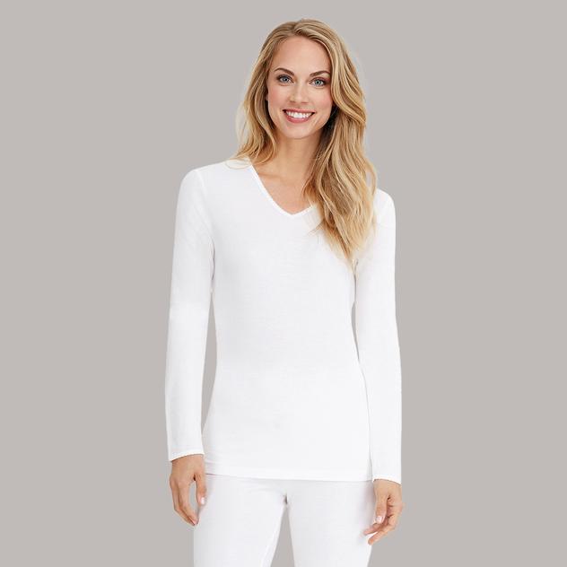 Womens Cuddl Duds® Softwear Long Sleeve V-Neck Tee with Stretch