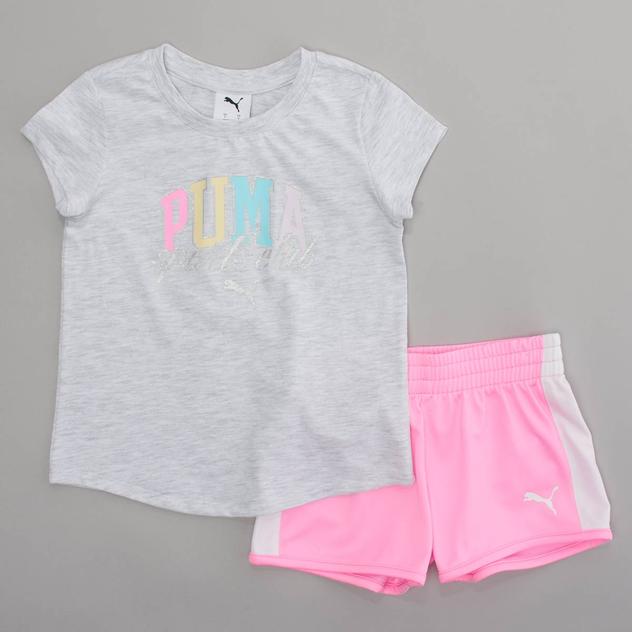 Girls (4-6x) Puma® Sports Club Marled Tee & Tricot Shorts Set