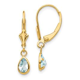 Gemstone Classics(tm) Gold Pear Aquamarine Dangle Earrings
