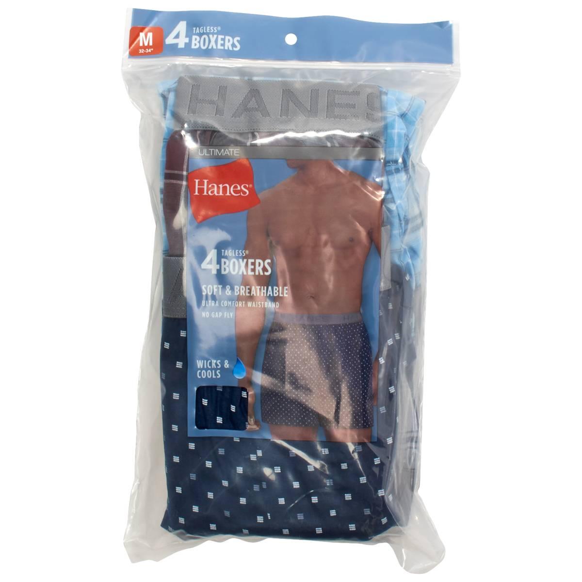 Mens Hanes® Ultimate 4 Pk. Core Woven Boxers - Blue/Multi